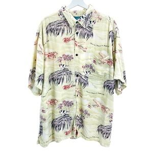 Vintage 90’s Big Dogs Airplane Hawaiian Tropical Printed Button Down Shirt X-XXL